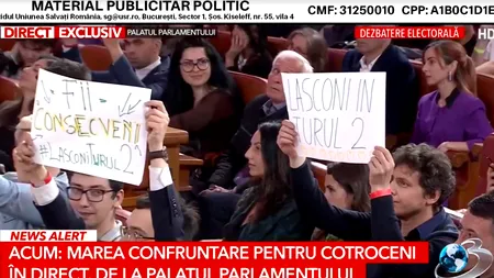 Elena Lasconi, SABOTATĂ de USR. Ionuț Moșteanu i-a pus sub sigiliu pancartele. Mesajele de susținere la o dezbatere televizată, scrise de mână
