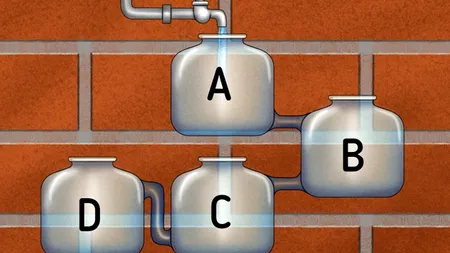 TEST IQ | În această imagine sunt 4 bidoane. Care dintre ele se va umple primul?