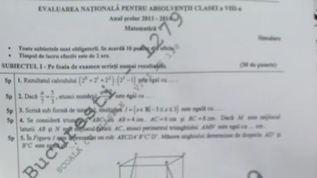 SUBIECTE MATEMATICĂ EVALUARE NAȚIONALĂ 2014. Ce subiecte le-au pus probleme elevilor de clasa a VIII-a. FOTO