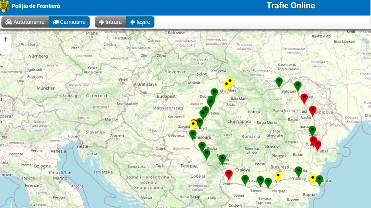Cozi de sute de minute la granițele României. Unde sunt cele mai aglomerate puncte de trecere a frontierei