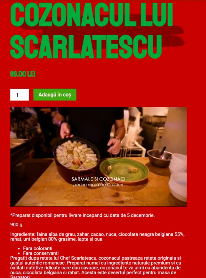 Câți lei costă cozonacul lui chef Cătălin Scărlătescu