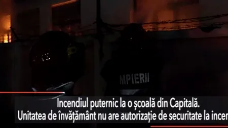 Incendiu puternic la o școală din Capitală