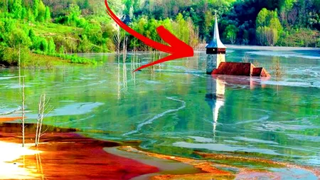 Singura localitate din România îngropată complet sub un lac toxic. În 2026, se mai vede doar turla bisericii