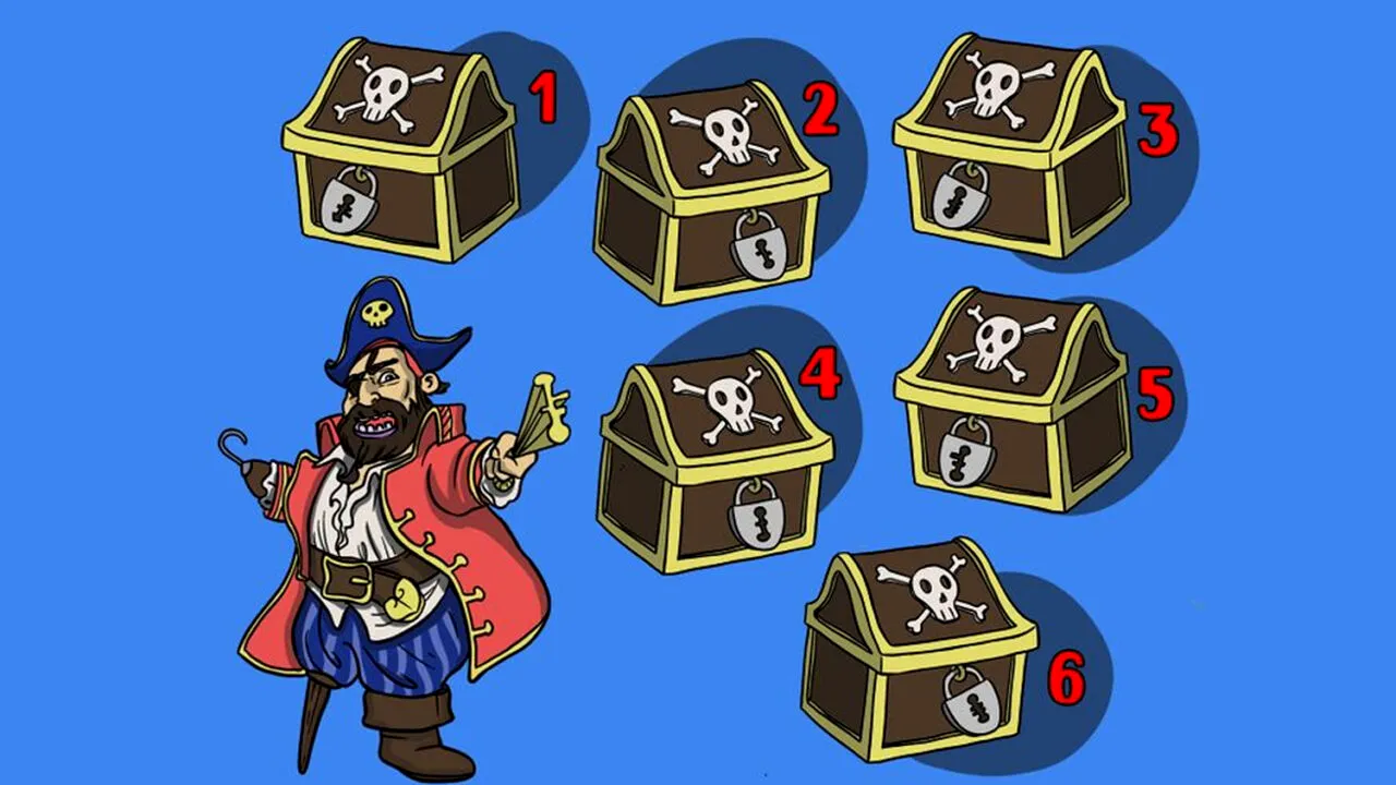 Ghicitoare IQ | Găsiți comoara! Ce cufăr deschide cheia piratului din imagine?