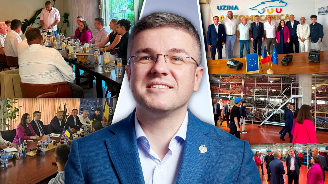 Irineu Darău își face campanie la uzinele de armament închise din Dâmbovița. Muncitorii aflați în concediu forțat din cauza lipsei comenzilor au fost chemați de acasă pentru a da mâna cu Ministrul Economiei