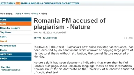 Scandalul plagiatului lui Ponta, în presa internațională
