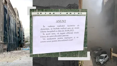 VIDEO | Panică în București. Demolarea fostului sediu al Ministerului de Interne a 