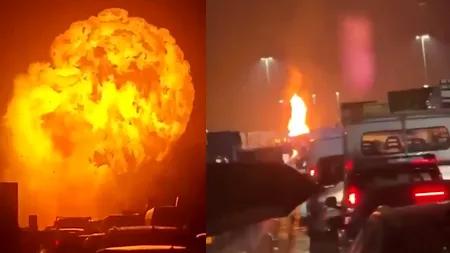 O cisternă cu GPL a explodat pe cea mai aglomerată autostradă. Un local din zonă a fost spulberat