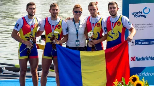 România pe podium | Echipajul a câștigat medalia de argint la Campionatele Mondiale de canotaj de la Linz 