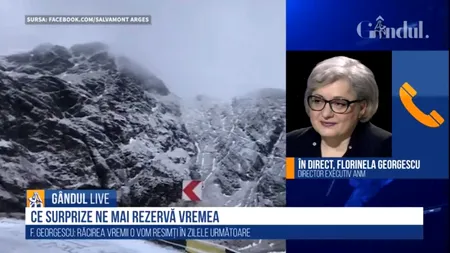 GÂNDUL LIVE. Florinela Georgescu, director executiv ANM: Vremea se va răci zilele următoare. Ne așteptăm și la episoade de lapoviță și ninsoare | VIDEO