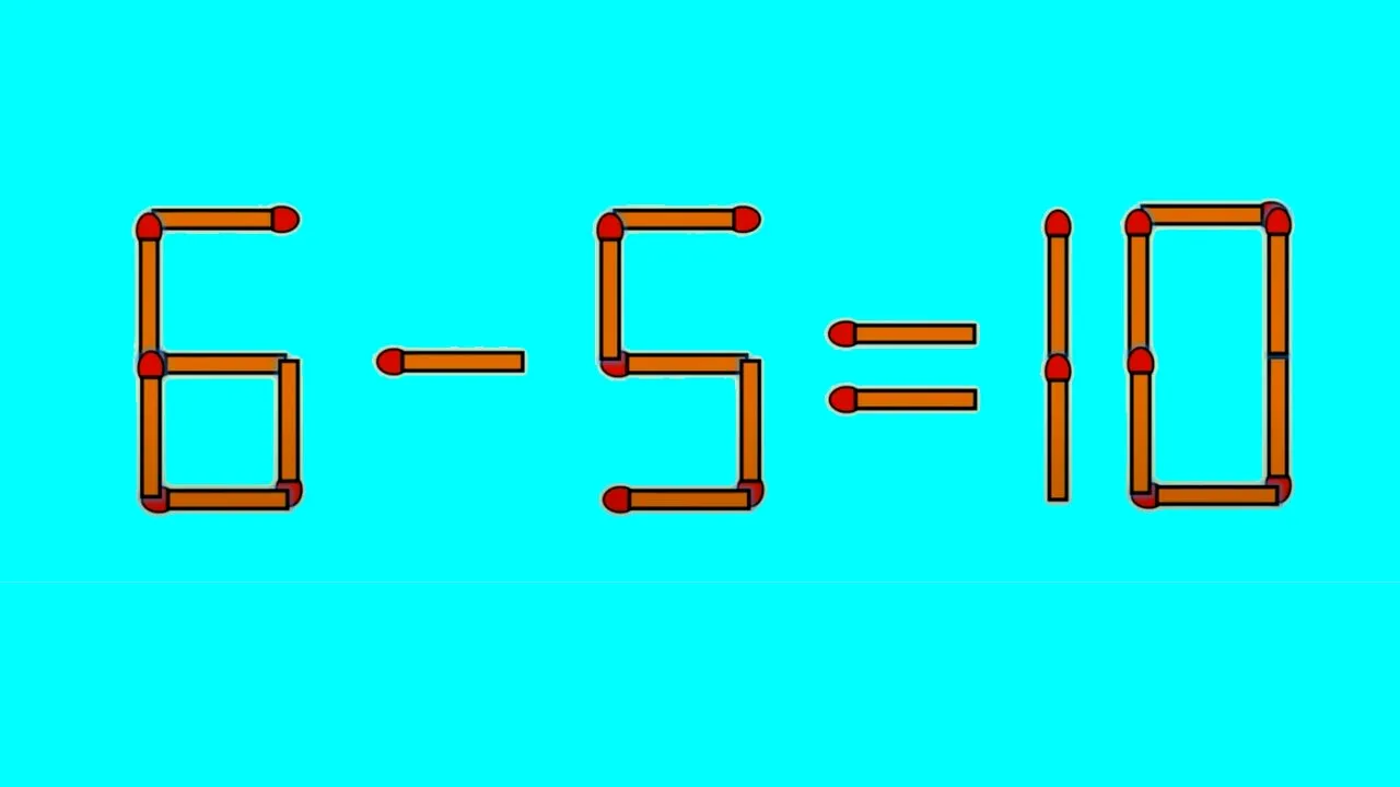 Test IQ cu chibrituri | Corectați 6 - 5 = 10, mutând un singur băț!
