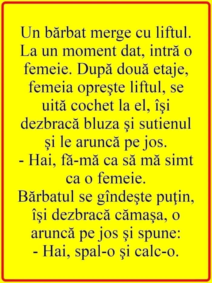 BANCUL ZILEI | Bărbatul și femeia în lift