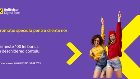 (P) PROMOȚIA lunii: obține 100 de lei cashback de la Raiffeisen Digital Bank în luna septembrie