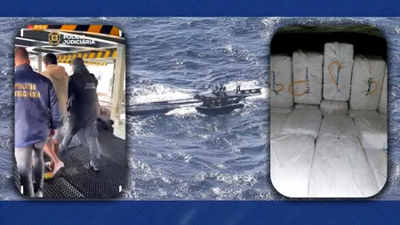 „Cea mai mare captură de cocaină din istoria Portugaliei”. Poliția a interceptat un „narco-submarin” care se îndrepta spre Europa cu 9 tone la bord