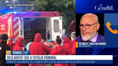 Doctorul Cristian Andrei explică la GÂNDUL LIVE cazul copilului care ar fi fost ucis de propriul tată: Este posibil ca, în momentul uciderii băiețelului, tatăl să fi avut un atac psihotic - VIDEO