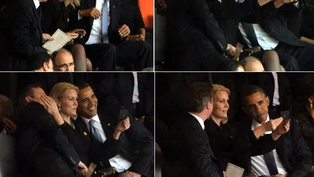 Obama, surprins râzând și atingând-o pe Helle Thorning-Schmidt, în timpul omagierii lui Mandela