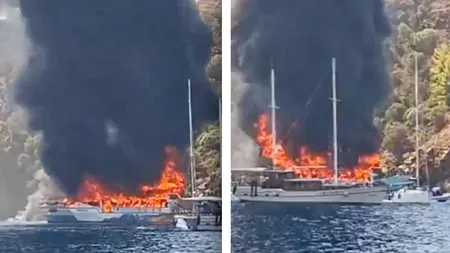 Incendiu pe o barcă de turiști în Turcia. 115 persoane au sărit în mare pentru a se salva
