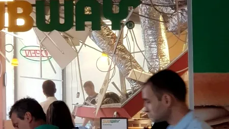 Tavanul unui restaurant dintr-un mall din Iași s-a prăbușit 