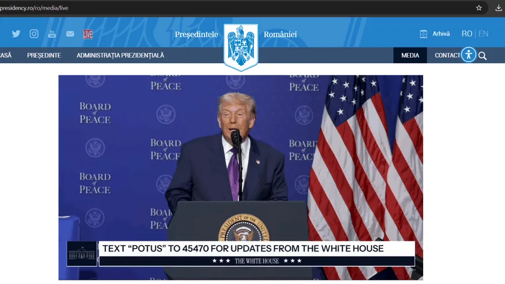 Transmisia oficială a Cotroceniului, de la Consiliul Păcii, nu este tradusă şi în limba română