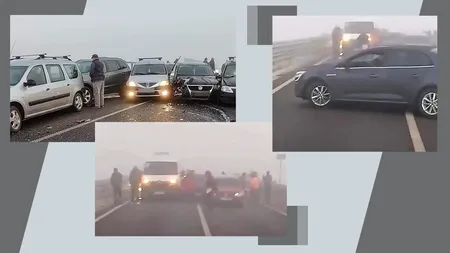 Carambol cu nouă AUTOTURISME pe podul care face legătura cu Drumul Expres, în Olt
