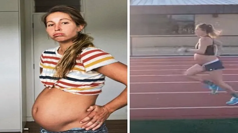 Deși este programată să nască astăzi, o femeie a alergat 1,6 km în puțin de 6 minute, lăsând internauții impresionați
