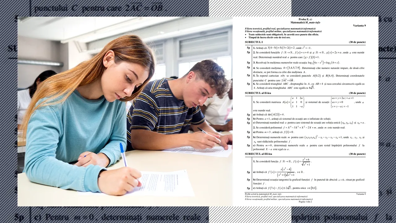 Bacalaureat 2025 (sesiunea din toamnă) - A fost publicat Baremul de corectare pentru Matematică,  proba obligatorie în funcție de profil