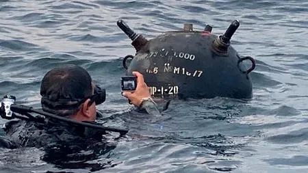 O mină marină plutea în derivă în zona Eforie. Aceasta a fost detonată de către scafandrii