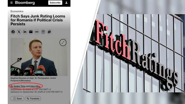 Jurnaliștii români angajați la Bloomberg pun presiune să treacă Guvernul Mureșan și publică presupuse „îngrijorări” ale agenției americane de rating Fitch: România riscă să ajungă în categoria „junk”, dacă persistă criza politică