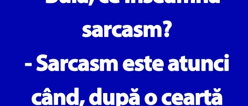 BANC | „Bulă, ce înseamnă sarcasm?”