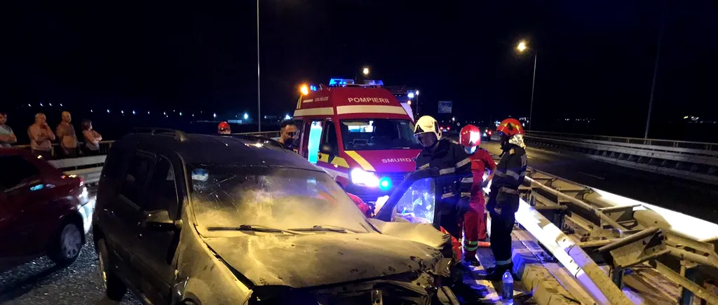 Accident violent în Argeș. Un șofer a făcut praf mașina și a ajuns în stare gravă la spital