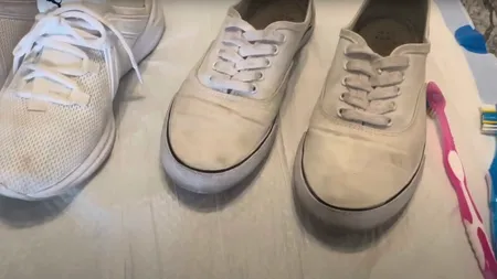 Trucul simplu prin care poți CURĂȚA adidașii albi. Vor arăta ca noi!