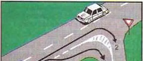 Chestionare auto. Pe care dintre traseele marcate conducătorul autoturismului trebuie să nu se deplsaseze, pentru a schimba direcția de mers la dreapta?