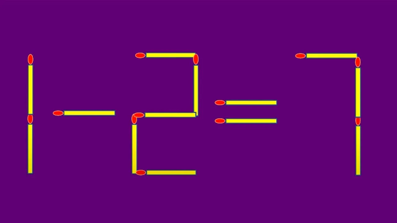 Test IQ doar pentru genii | Mută un singur băț, pentru a corecta 1-2=7