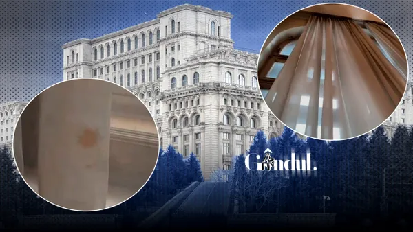 Pe lângă multele recorduri, Casa Poporului pare să mai lupte pentru unul: recordul rușinos pentru cele mai murdare perdele. Și nu e singura problemă. Gândul a fotografiat dezastrul administrativ de la Parlament