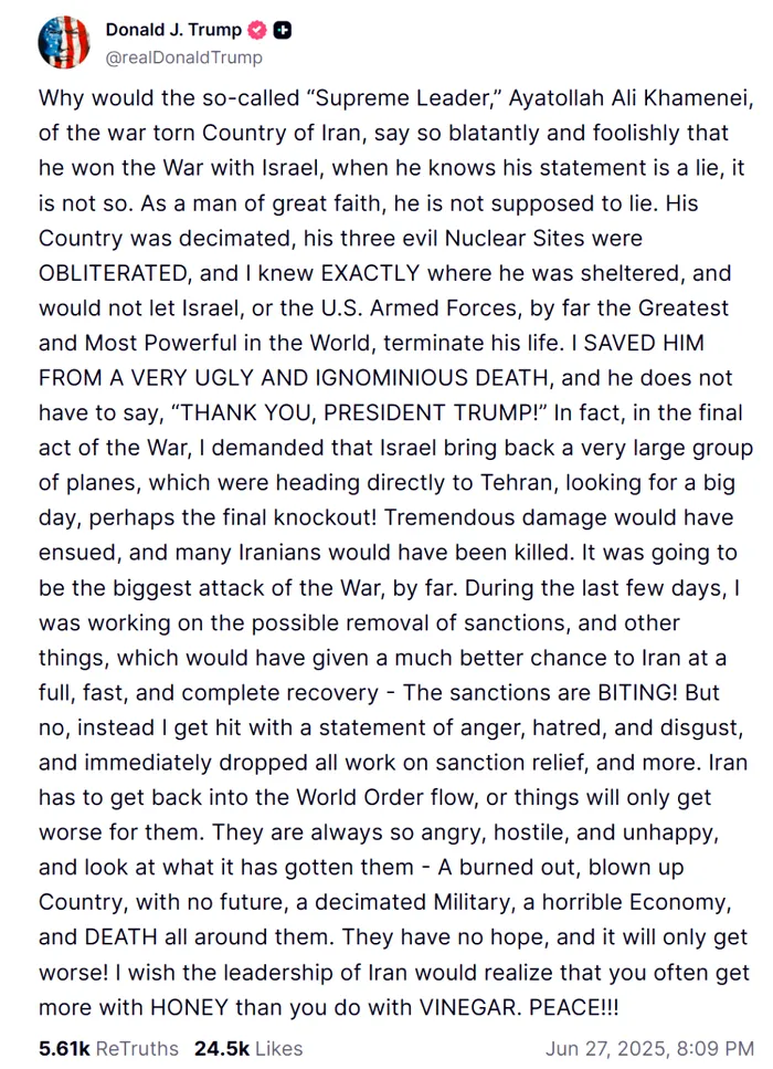 R&#259;zboiul din Orientul Mijlociu, ziua 630. Costul &bdquo;R&#259;zboiului de 12 zile&rdquo; pentru Israel. Trump, furios pe ayatollah, amenin&#539;&#259; c&#259; va bombarda iar Iranul