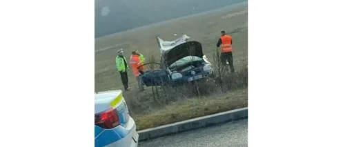 FOTO - VIDEO | Accident grav pe autostrada A3, la ieșirea din București. Două persoane au fost rănite. La fața locului intervine un elicopter SMURD