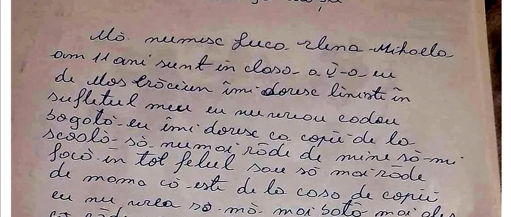 Scrisoarea tulburătoare a Elenei, o elevă de 11 ani din Prahova: Dragă Moșu', nu vreau cadouri. Ci doar colegii să nu mai zică de mama mea că e...