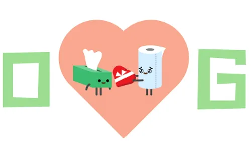 Google le urează internauților Happy Valentine's Day, printr-un logo special