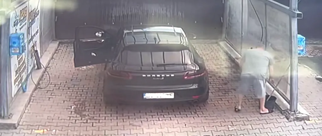 Gest incredibil al șoferului cu Porsche, din Braşov, care a „împrumutat” un mop şi o găleată dintr-o spălătorie auto. Ce a putut face