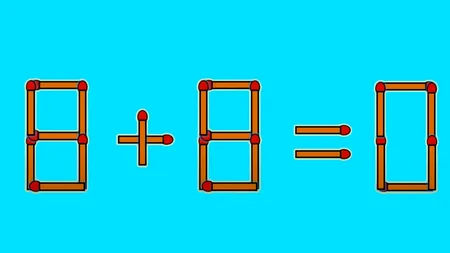 8+8=0 este greșit. Mutați un singur chibrit, pentru a corecta egalitatea