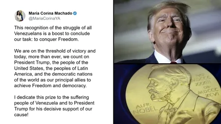Câștigătoarea premiului Nobel pentru pace îi dedică premiul lui Donald Trump