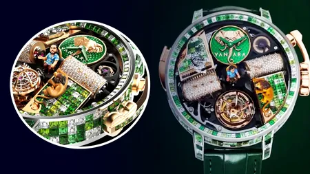 Imagini cu fabulosul ceas de 1,5 milioane de dolari. Are statuia unui miliardar indian