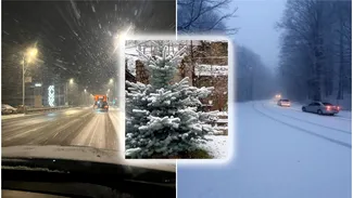 A nins ca-n povești la munte. Strat de zăpadă de 25 de centimetri, în Ajunul Crăciunului
