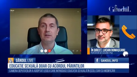 GÂNDUL LIVE. Educația sexuală în școli. Lucian Romașcanu, PSD: Părinții trebuie să aibă un cuvânt de spus în ceea ce privește educația copiilor / Dan Barna, USR: Suntem primii în Europa în privința mamelor minore. Copiii care au nevoie nu vor avea acces la educație | VIDEO