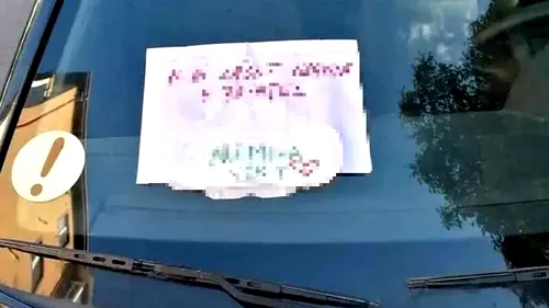 Ce bilețel a găsit în parbriz un șofer începător din Târgu Jiu. Bărbatul a rămas fără cuvinte!