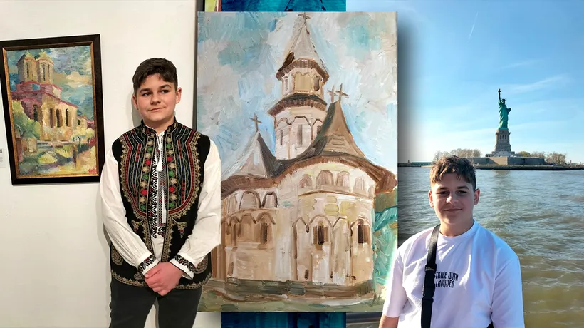 POVESTEA micului pictor care a impresionat New York-ul, cu lucrarea care ilustrează Mănăstirea Radu-Vodă. Dumnezeu lucrează prin oameni