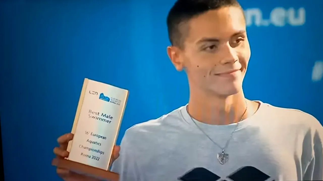 David Popovici a fost desemnat cel mai bun sportiv în probele masculine la Europenele de la Roma