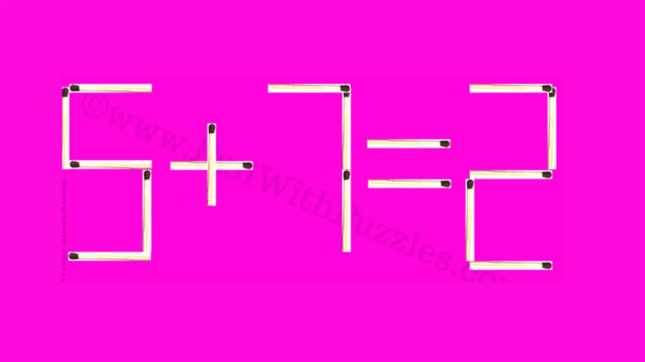 Test de inteligență | Mutați un singur băț de chibrit pentru a rezolva egalitatea: 5+7=2