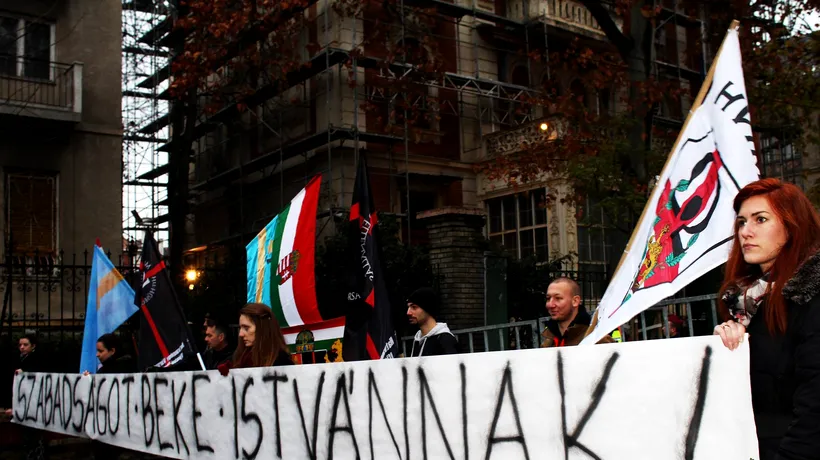  64 de Comitate din Ungaria, miting la ambasada României din Budapesta, pentru eliberarea lui Beke Istvan Attila