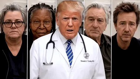 Trump generează noi controverse cu un videoclip creat cu AI. Președintele SUA apare îmbrăcat în doctor și diagnostichează actori celebri de la Hollywood